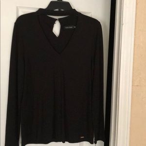 NWT Ivanka Trump long sleeve choker neckline top